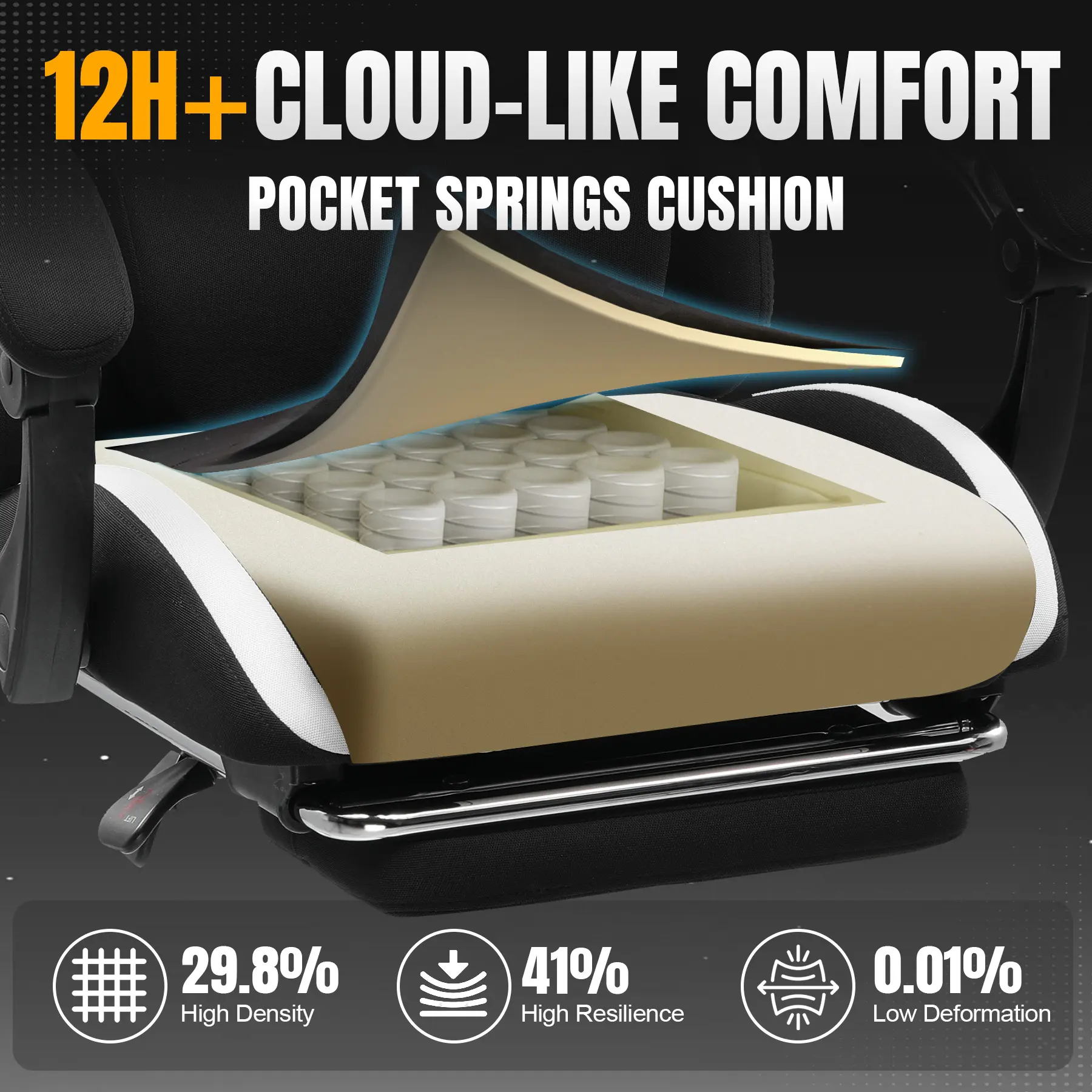 【Deals for You】Ergonomic Office Gaming Chair - Pocket Spring Cushion, Memory Foam Lumbar Pillow, Reclining Mesh Swivel Rolling Task Chair Furniture,Easy Assembly,Comfortable,Gift Idea
