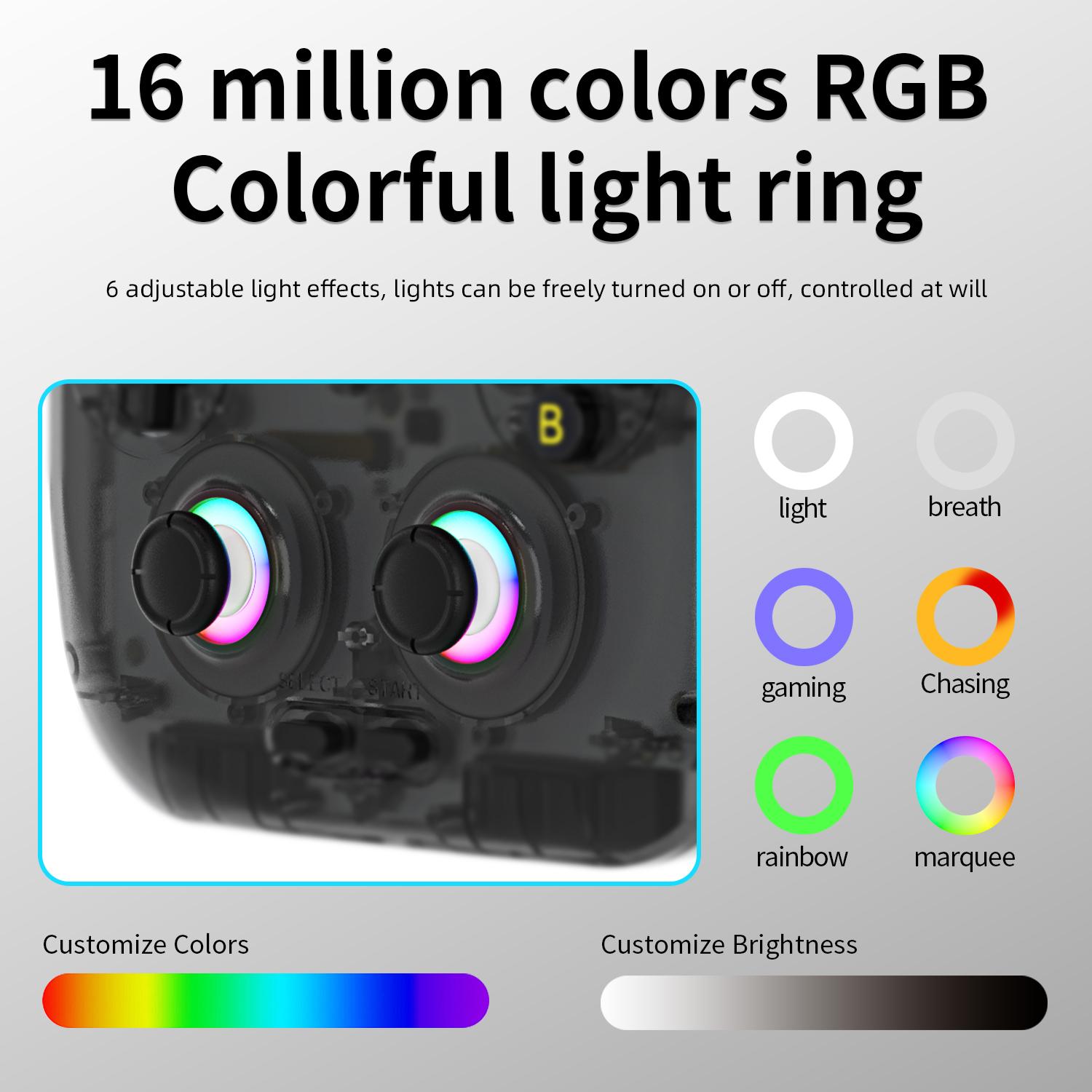 RGB light ring with 16 million colors and 6 adjustable effects