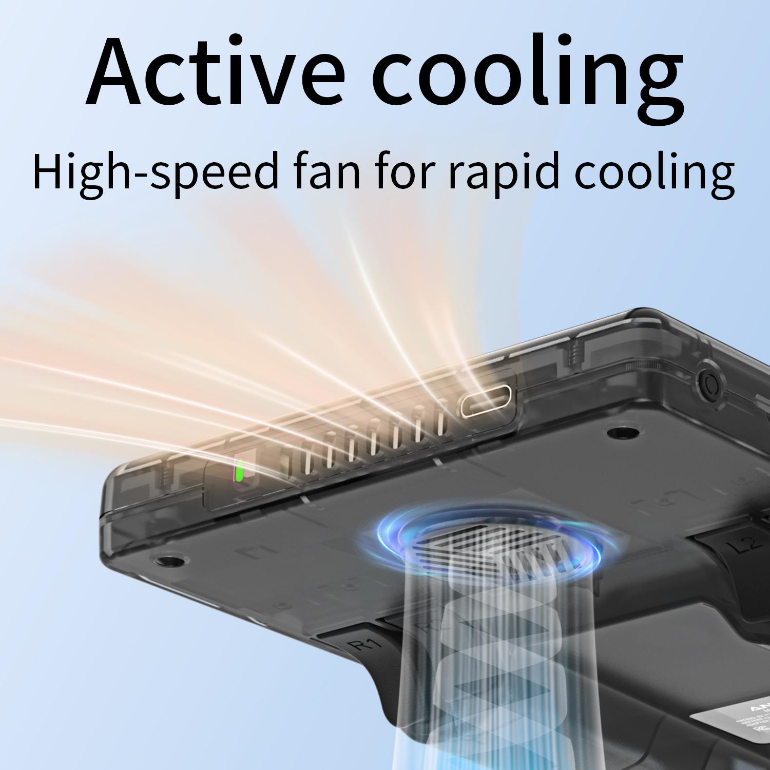 Active cooling system with high-speed fan for rapid heat dissipation