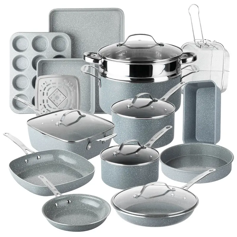 🎉Anniversary Sale - Premium Cookware Set Pieces Non Stick Multi Layer Granite Coating