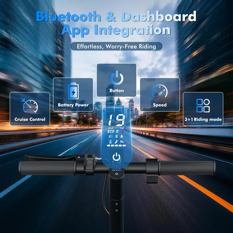Electric scooter LCD dashboard and smart control functions