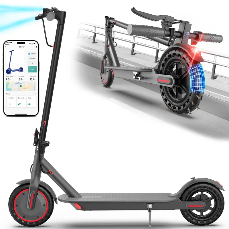 Electric Scooter - 350W Motor, 36V Battery, 19mph Max Speed, 3-Speed Modes, 12-15 mi Range, App-Controlled, Dual ABS Brakes, Portable Foldable, Fitness Use, Ideal Gift for Family & Friends, Dual Brakes Scooters