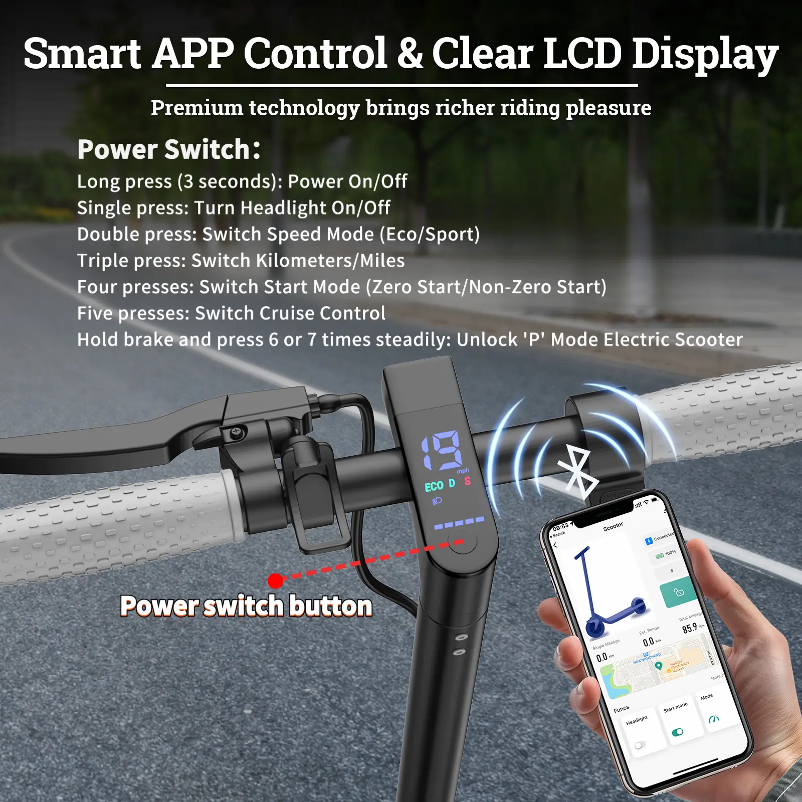 Electric Scooter - 350W Motor, 36V Battery, 19mph Max Speed, 3-Speed Modes, 12-15 mi Range, App-Controlled, Dual ABS Brakes, Portable Foldable, Fitness Use, Ideal Gift for Family & Friends, Dual Brakes Scooters