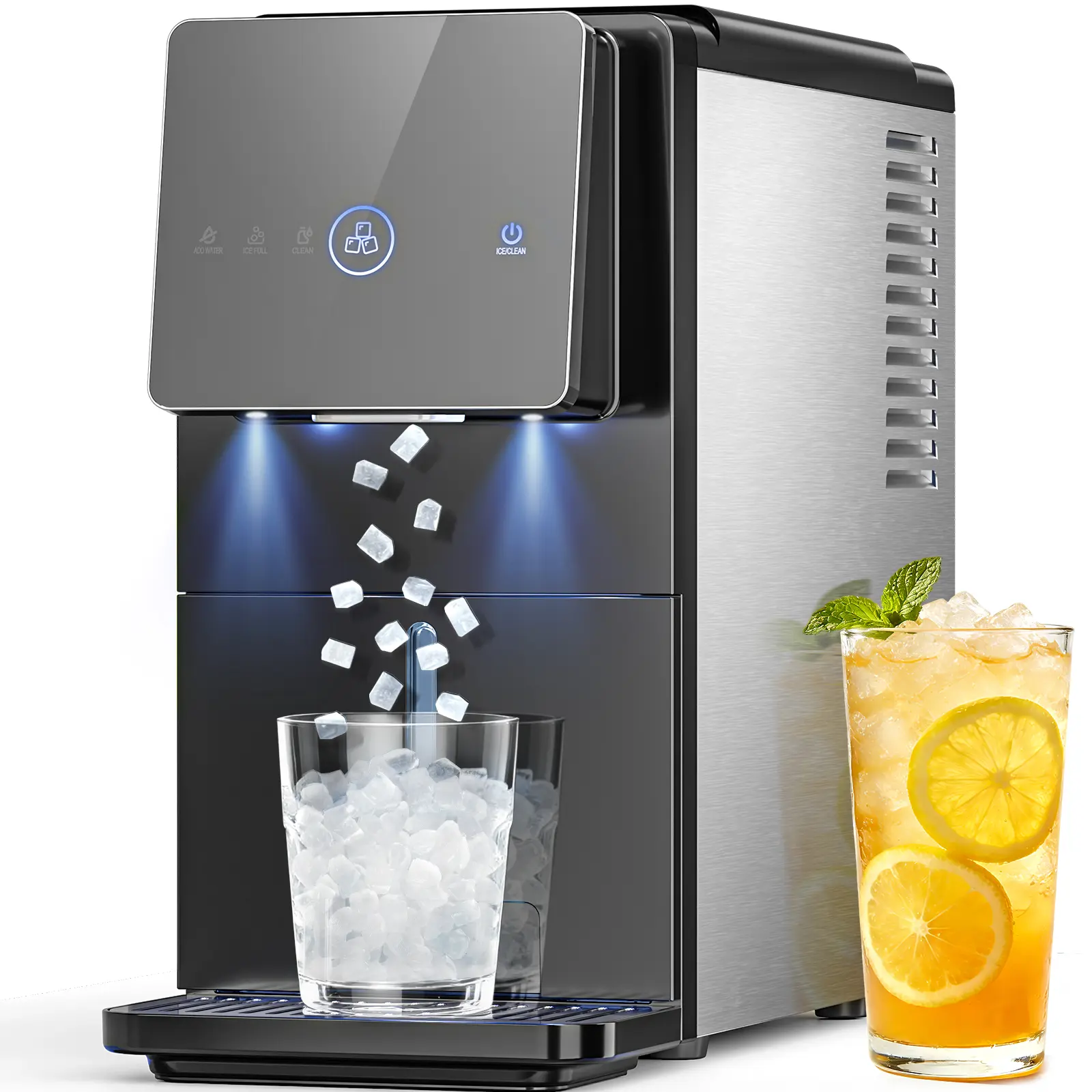 Countertop Nugget Ice Maker with One-Touch Dispensing – 33lbs/Day Production