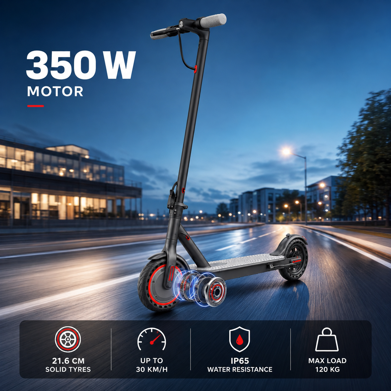 Electric Scooter - 350W Motor, 36V Battery, 19mph Max Speed, 3-Speed Modes, 12-15 mi Range, App-Controlled, Dual ABS Brakes, Portable Foldable, Fitness Use, Ideal Gift for Family & Friends, Dual Brakes Scooters