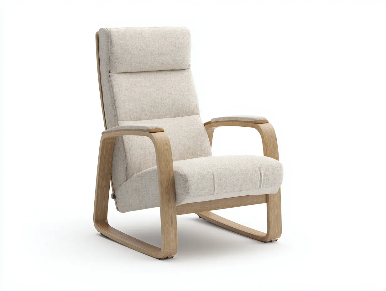 Poltrona 78×85×102 cm - tessuto beige struttura legno stile nordico per soggiorno-Nisolointerior