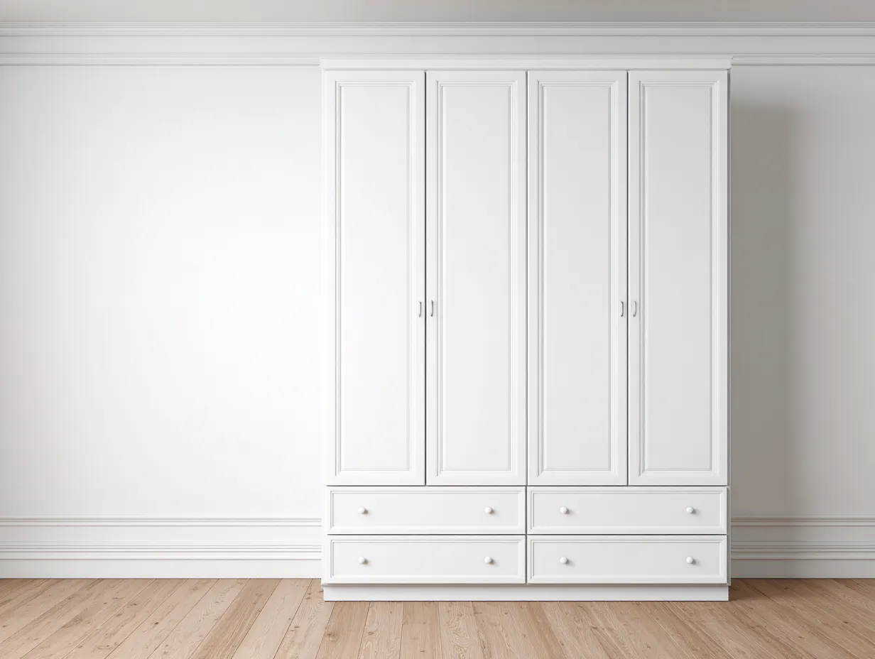 Armadio Camera Da Letto 260x60x225 cm - legno bianco - stile moderno con struttura capiente-Nisolointerior