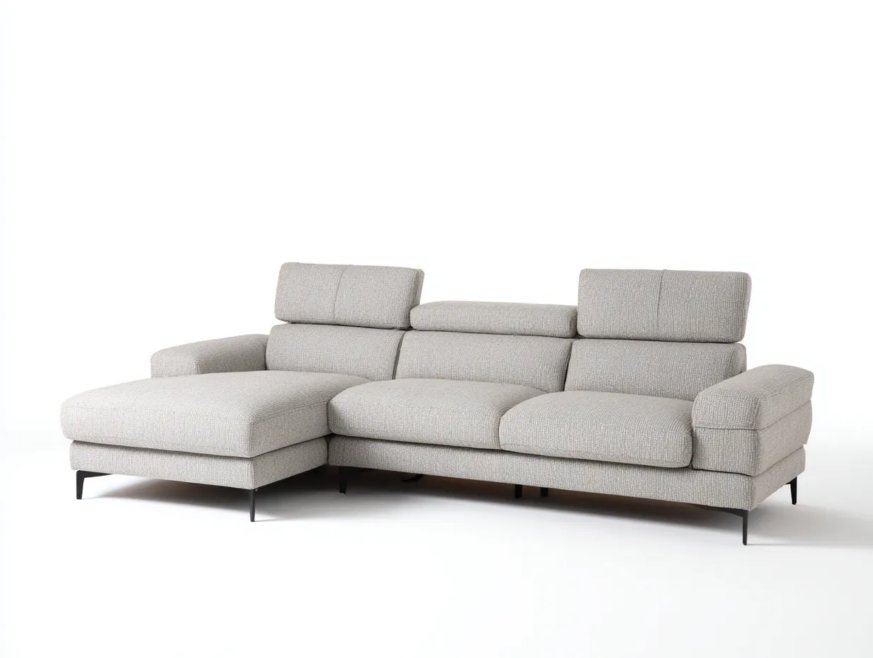 Divano angolare 270×165×88 cm in tessuto beige chiaro con seduta ampia - design moderno comfort soggiorno-Nisolointerior