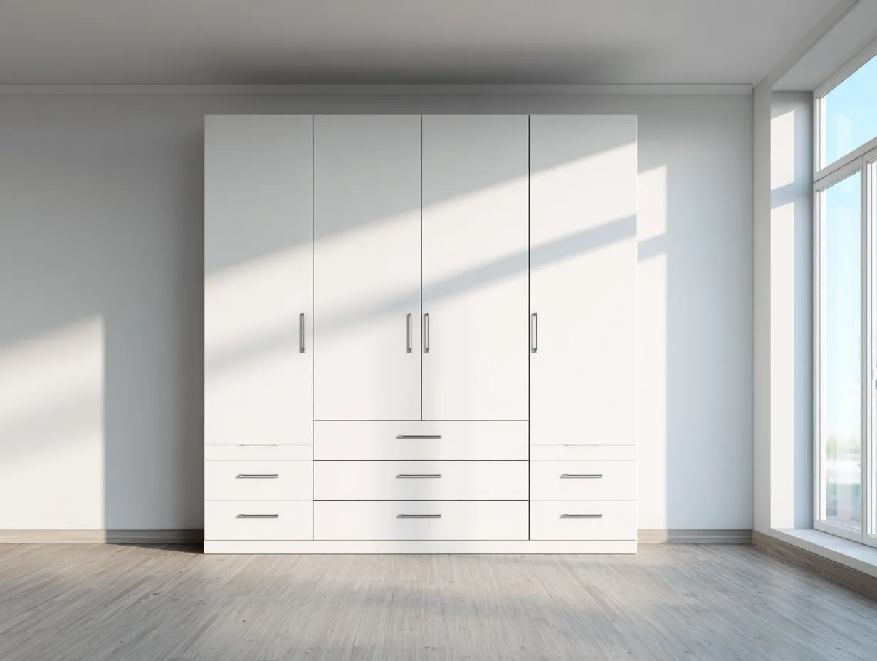 Armadio Camera Da Letto 240x58x220 cm - legno bianco - stile classico con ampia organizzazione-Nisolointerior