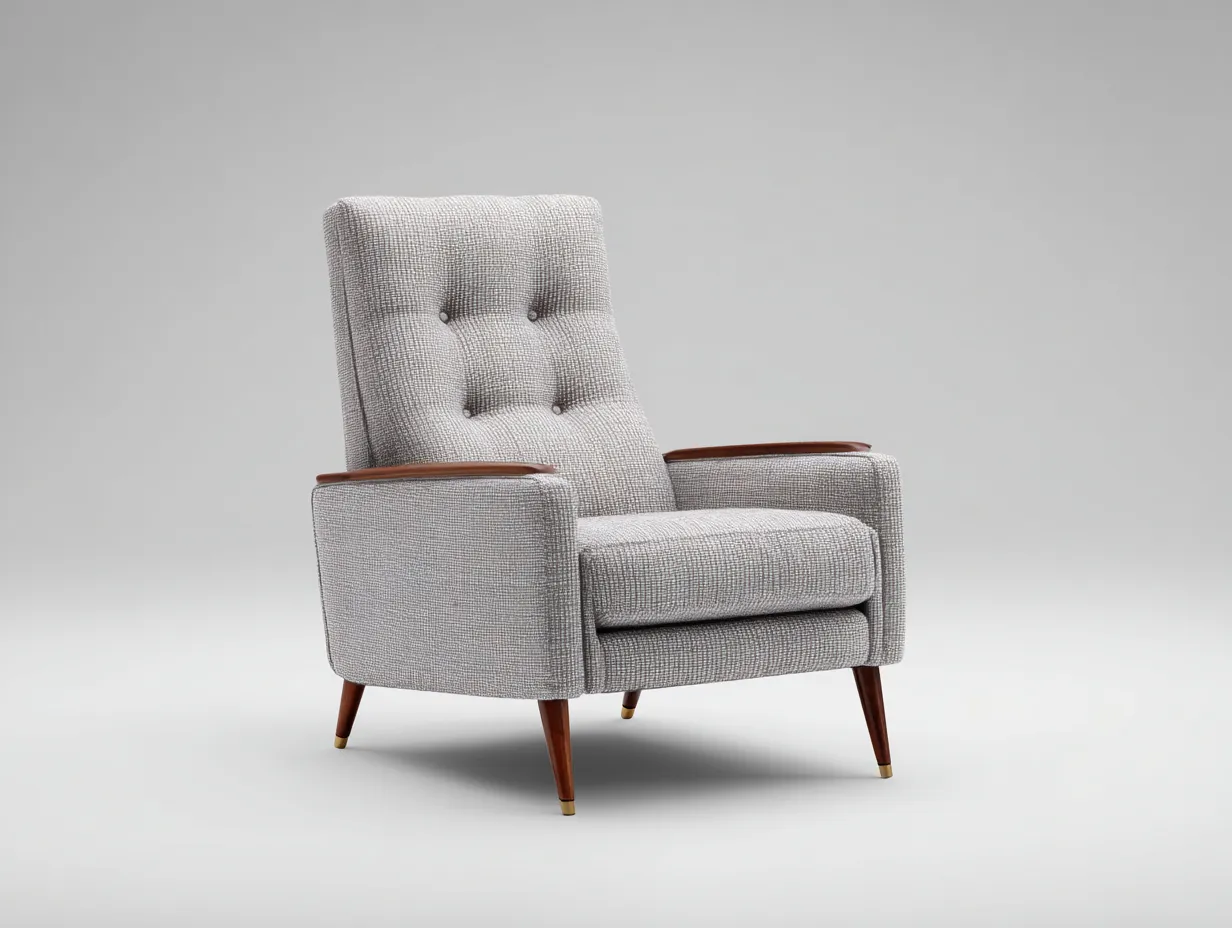 Poltrona 78×84×101 cm - tessuto grigio chiaro struttura legno stile vintage per soggiorno-Nisolointerior