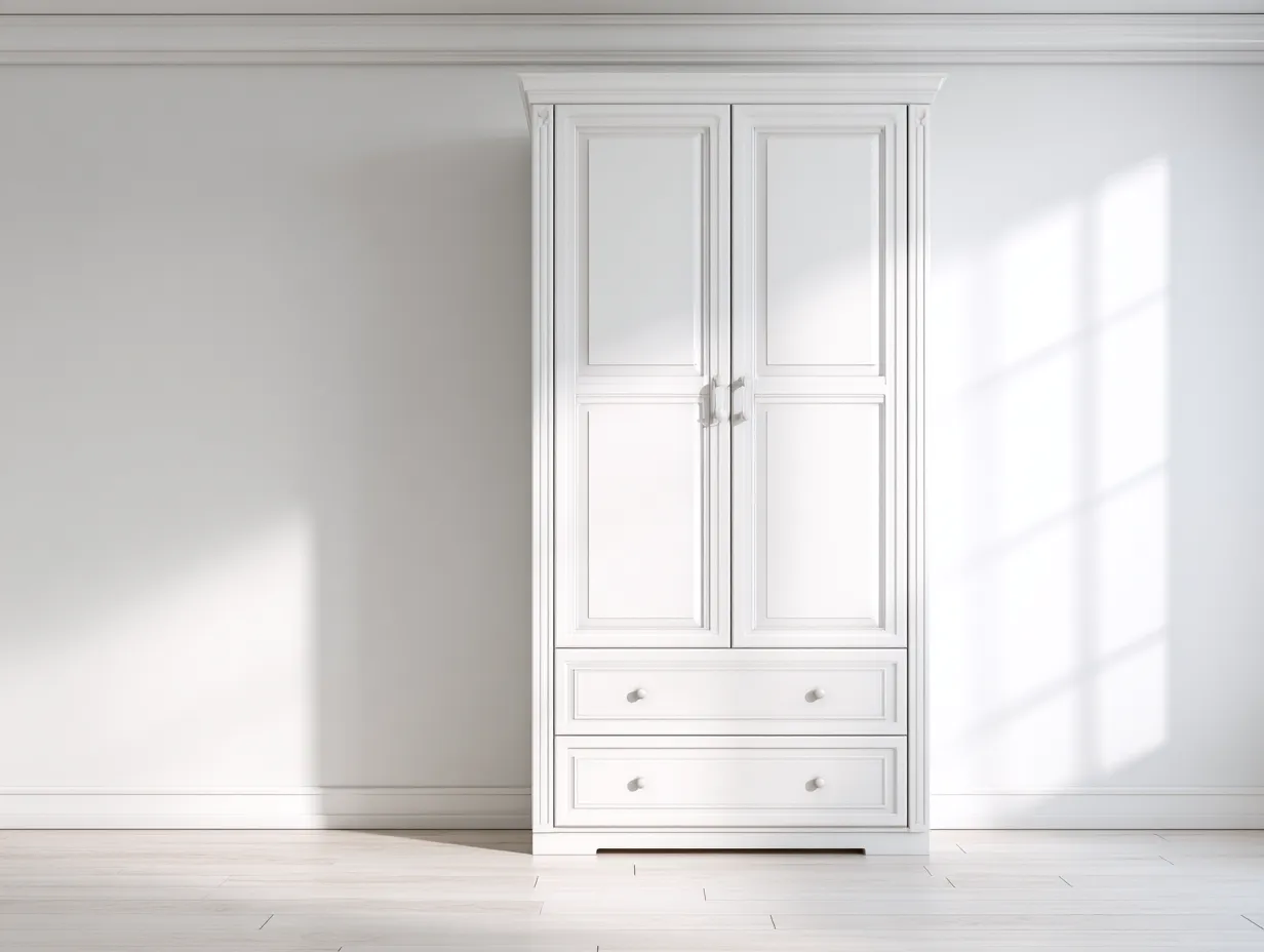 Armadio 130×60×210 cm - legno bianco stile moderno con ante per camera da letto-Nisolointerior