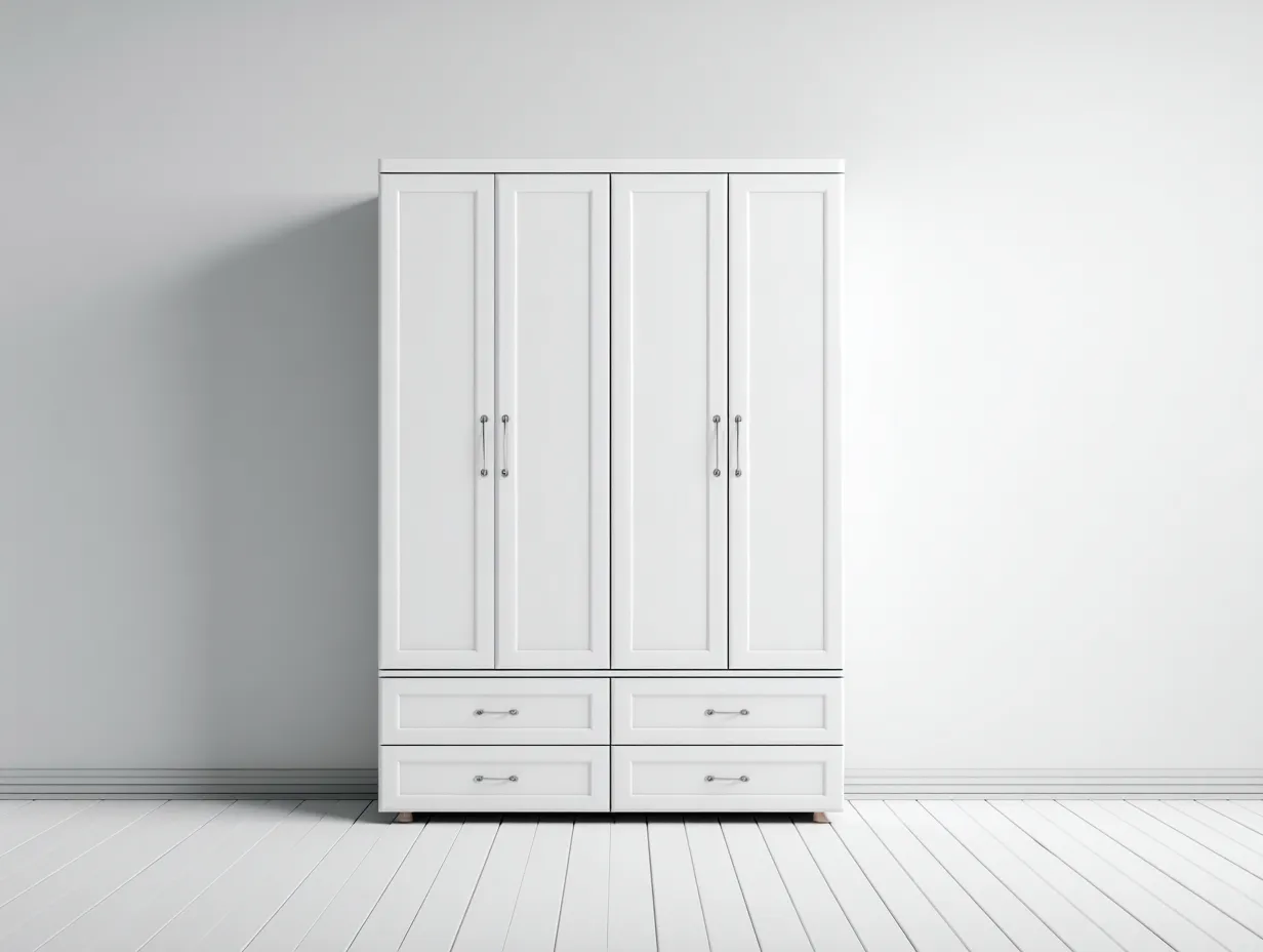 Armadio Camera Da Letto 220x60x210 cm - legno bianco - design moderno per camera elegante-Nisolointerior