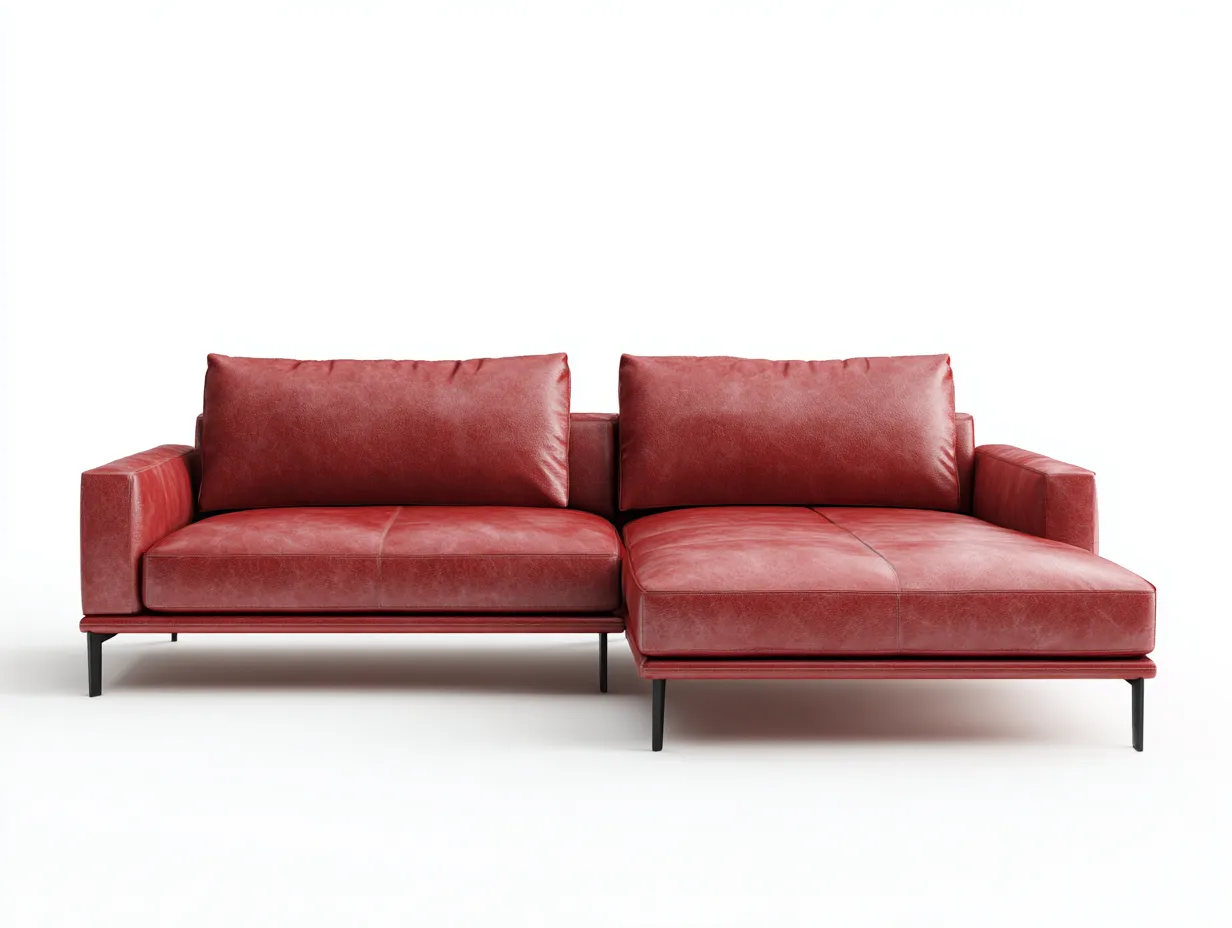 Divano 280×95×82 cm - pelle sintetica rossa stile moderno per soggiorno-Nisolointerior