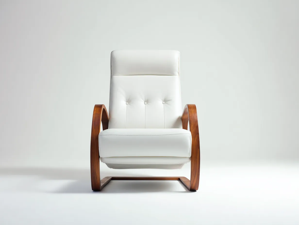 Poltrona Soggiorno 78x82x102 cm - rivestimento bianco - stile classico con struttura in legno-Nisolointerior