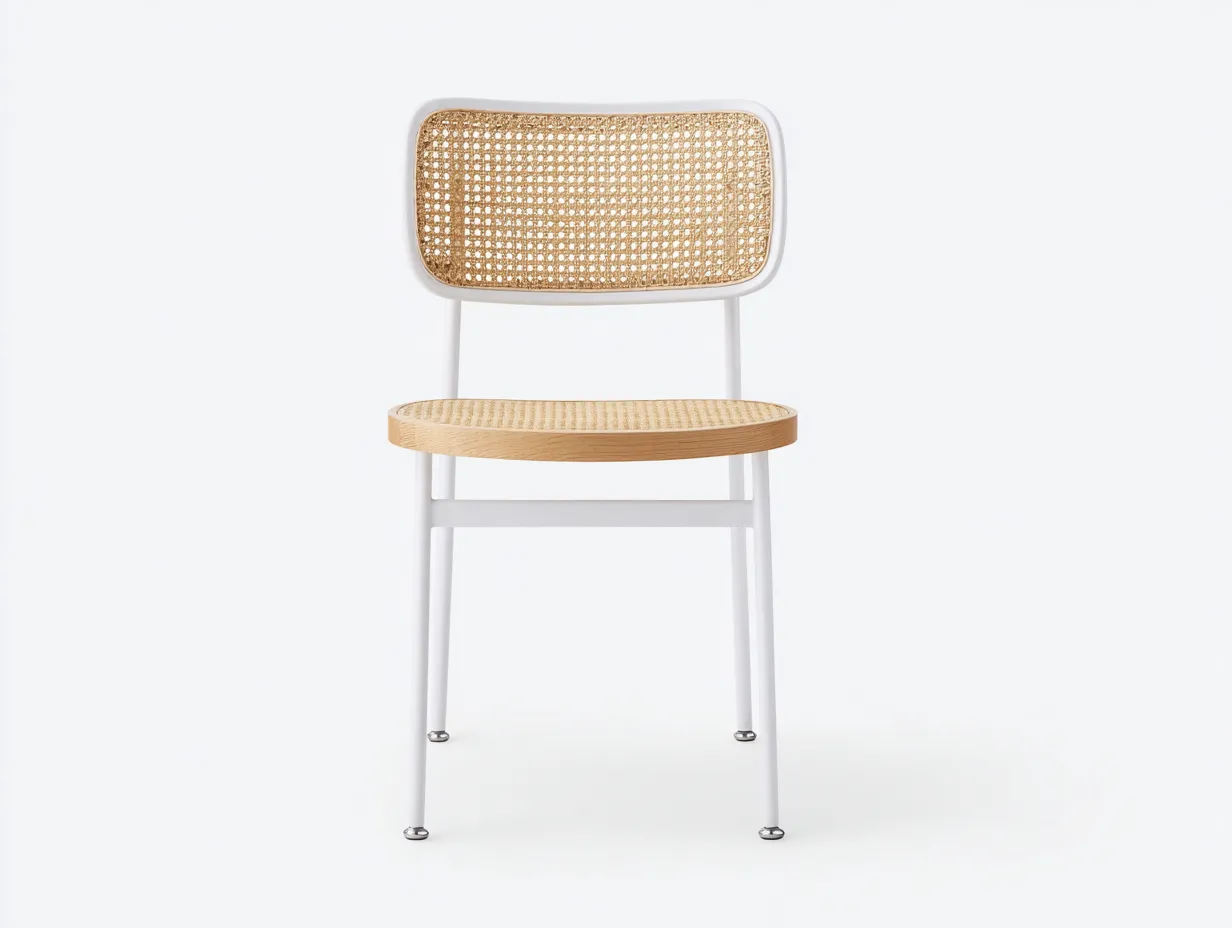 Sedia Da Pranzo Da Esterno 46×55×88 cm - struttura bianca e seduta naturale stile moderno-Nisolointerior