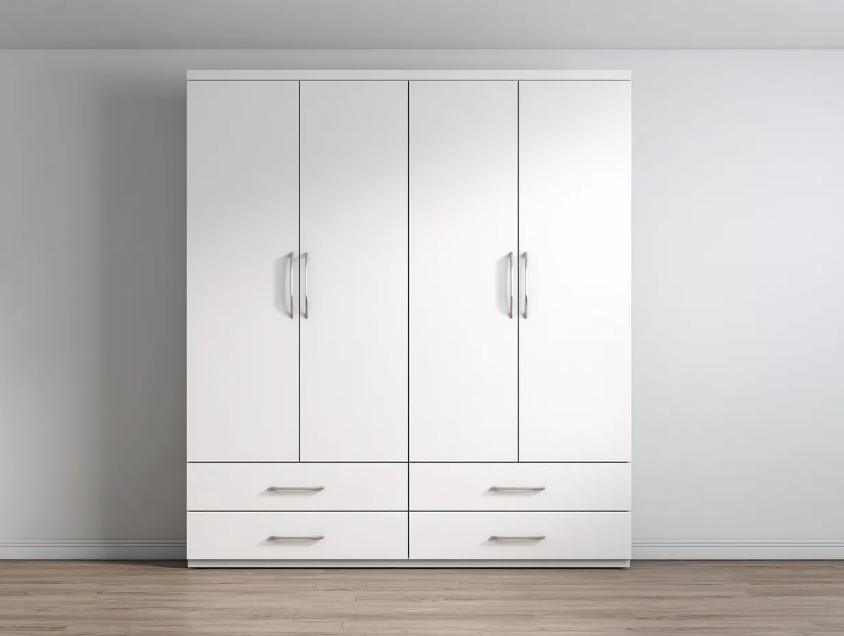 Armadio 180×55×210 cm - legno bianco stile moderno con ante per camera da letto-Nisolointerior
