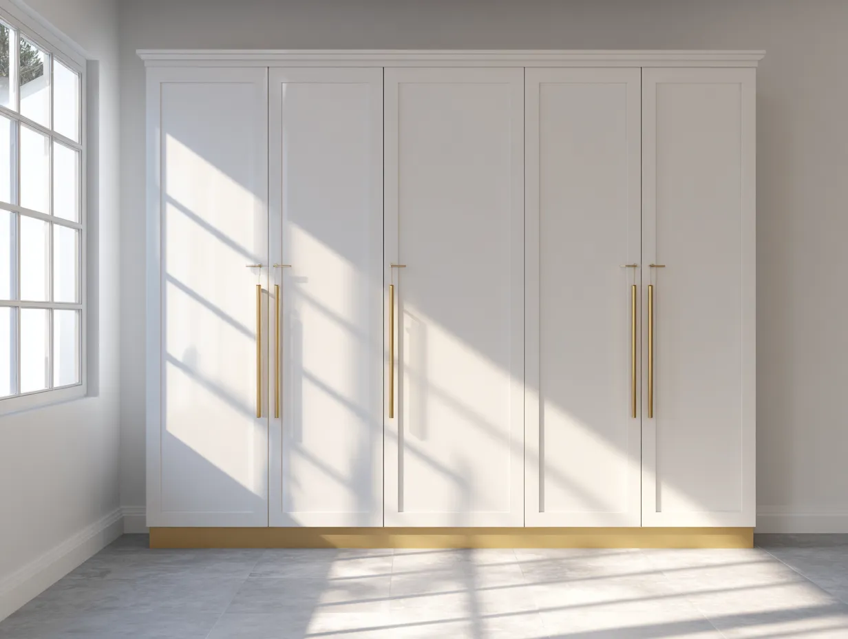 Armadio Camera Da Letto 280x62x230 cm - legno bianco - stile elegante con dettagli moderni-Nisolointerior