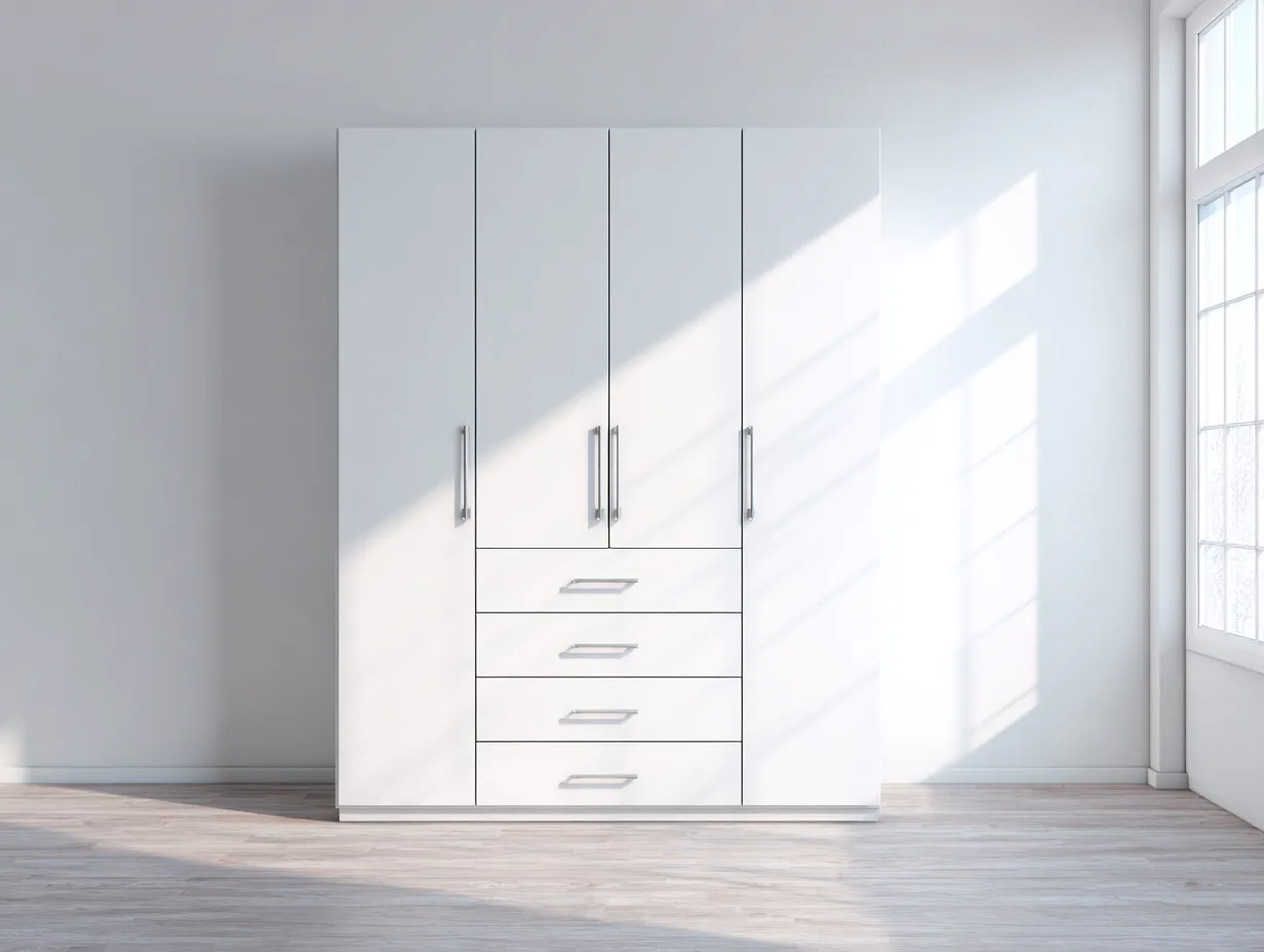 Armadio 160×55×200 cm - legno bianco - ampio contenimento per camera da letto-Nisolointerior