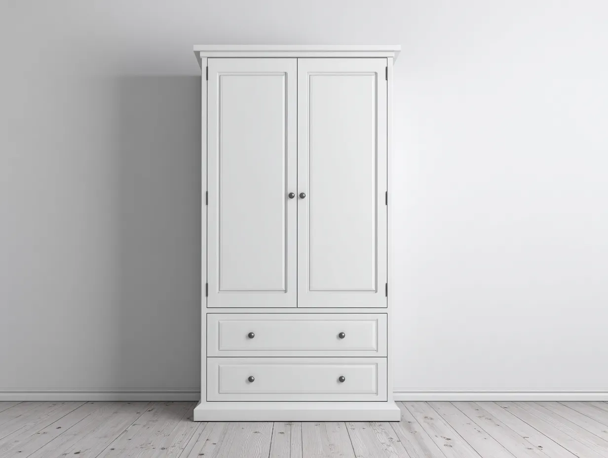 Armadio 120×55×200 cm - legno bianco stile classico con ante per camera da letto-Nisolointerior