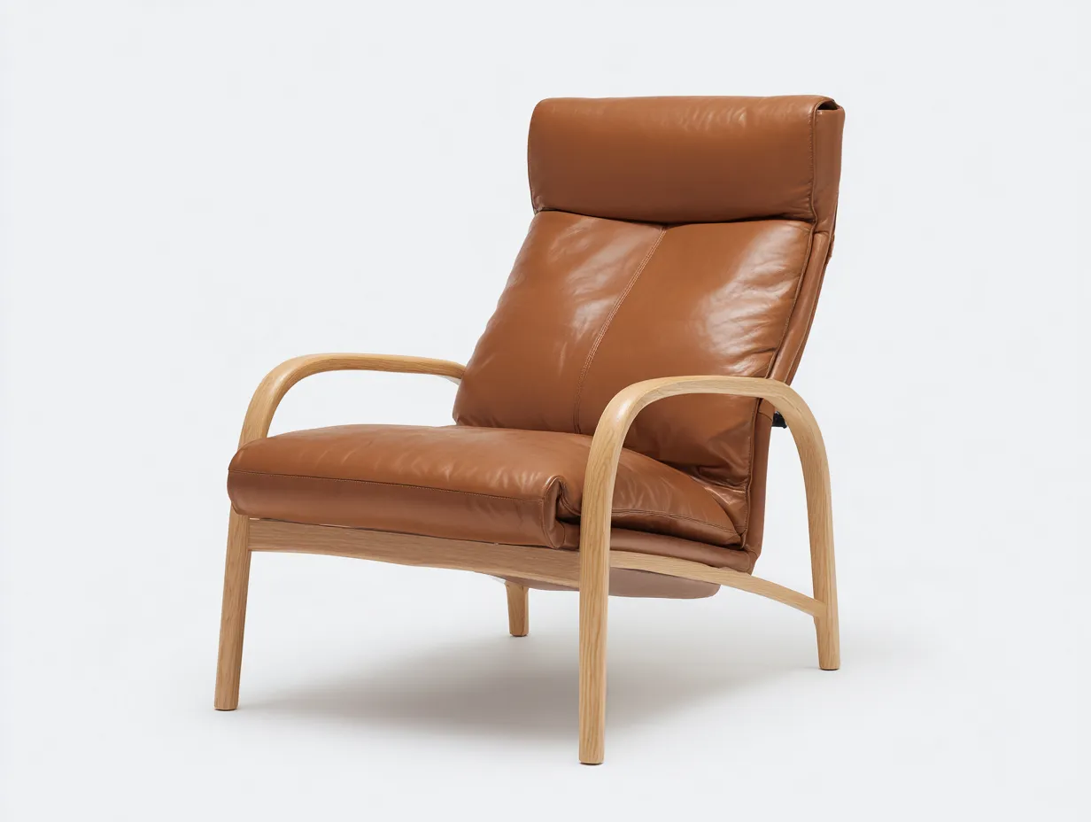 Poltrona 76×82×95 cm - pelle marrone - stile nordico per soggiorno-Nisolointerior