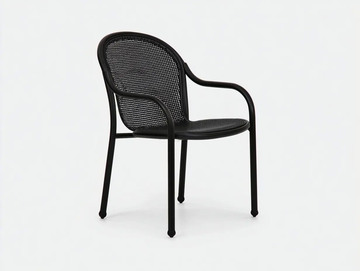 Sedia Da Pranzo 58×62×84 cm - nero - sedia da giardino con braccioli struttura moderna-Nisolointerior