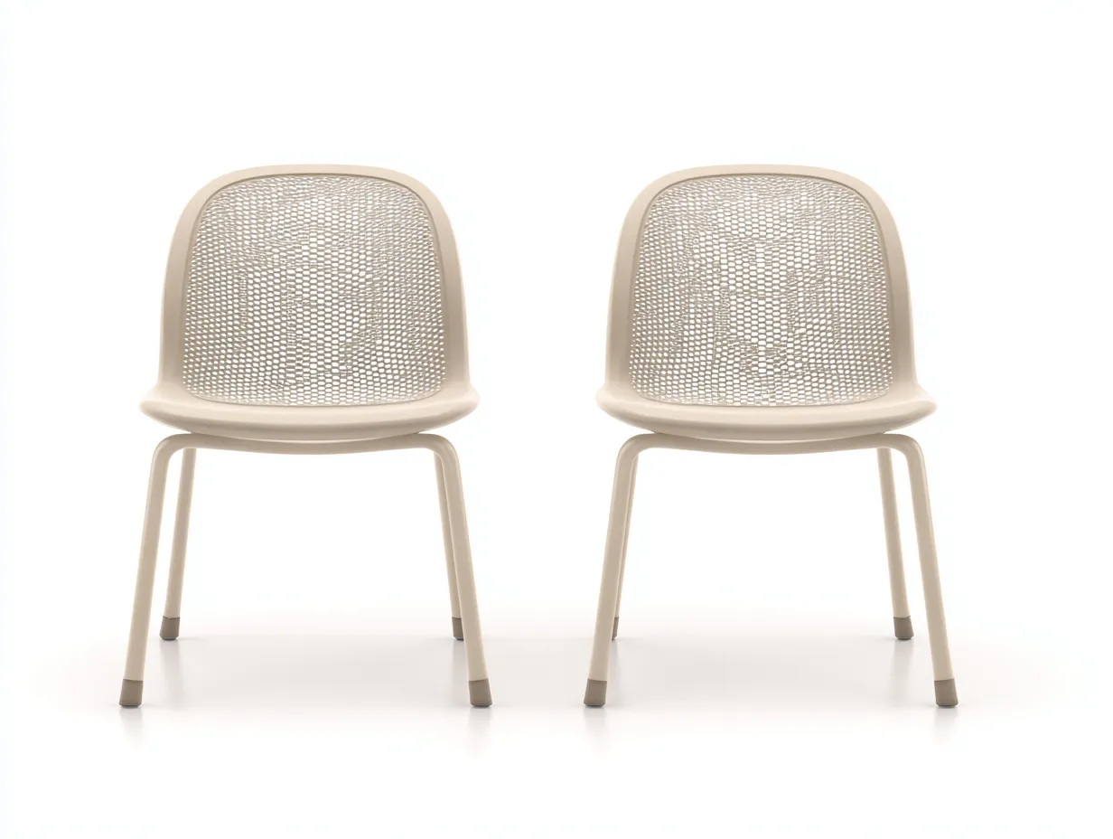 Sedia Da Pranzo da giardino 56×60×82 cm in materiale plastico beige con design traforato - comfort moderno-Nisolointerior