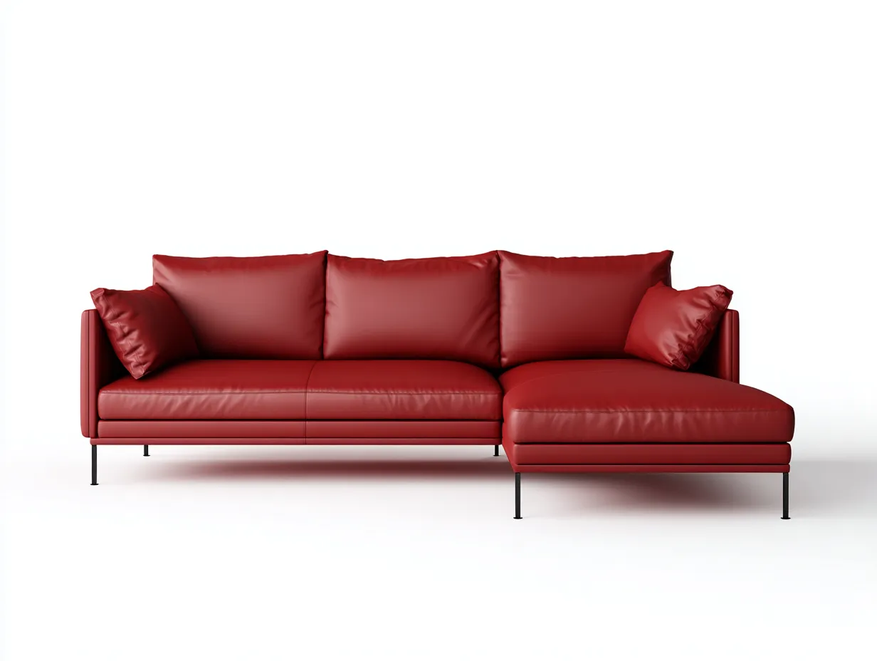 Divano 290×165×80 cm - pelle sintetica rossa chaise longue moderna per soggiorno-Nisolointerior