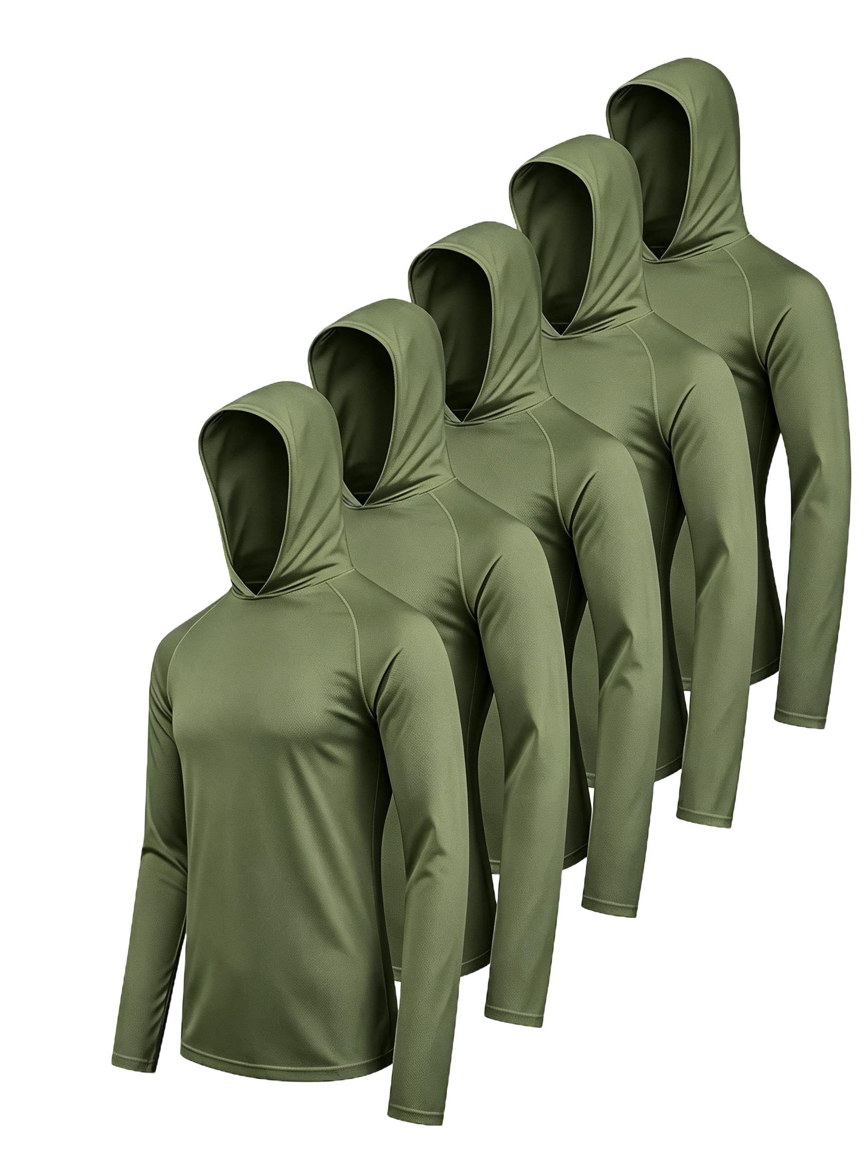 Men's 6-Pack Long-Sleeve Hooded Sun Shirts - Plain Hooded Tee