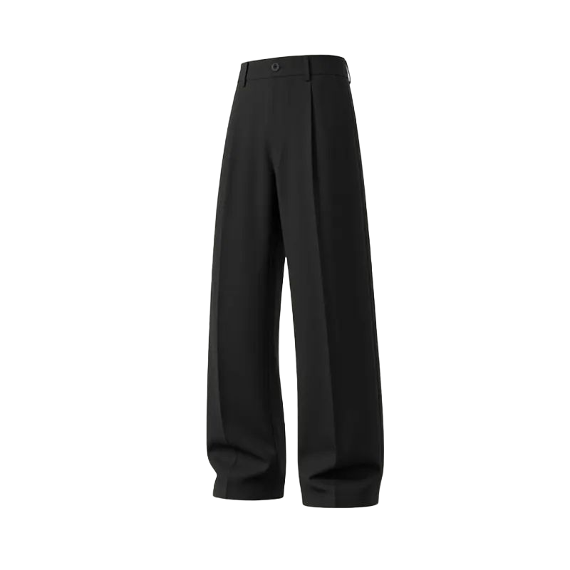 Men's cool‑touch fabric Business Casual Pants - High Waist, Loose Fit, Drapey Pleated Straight-Leg