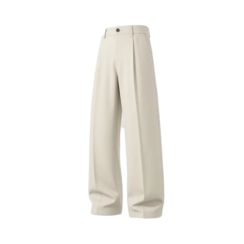Men's cool‑touch fabric Business Casual Pants - High Waist, Loose Fit, Drapey Pleated Straight-Leg
