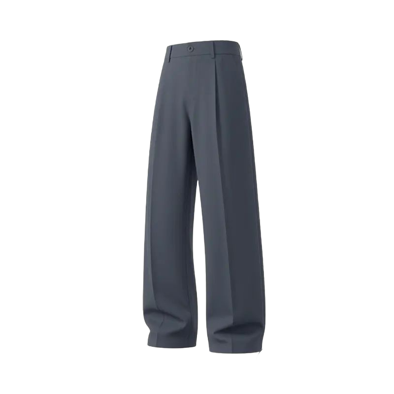 Men's cool‑touch fabric Business Casual Pants - High Waist, Loose Fit, Drapey Pleated Straight-Leg
