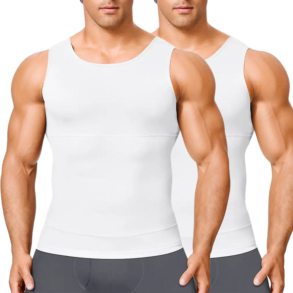 Men’s Silky Soft Compression Shapewear Tank, Slimming Body Shaper Vest with Waist & Chest Support