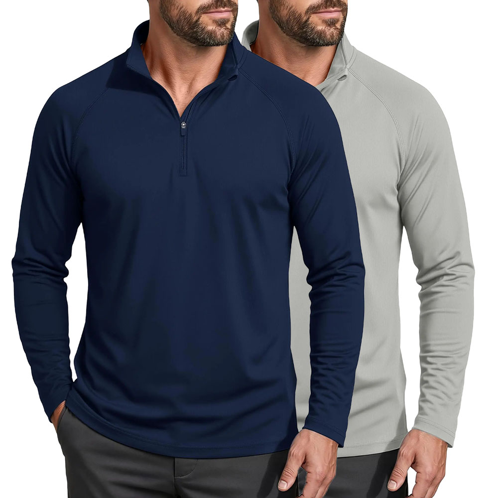 Men's UPF 50+ Quick Dry 1/4 Zip Long Sleeve Shirts, Lightweight Athletic Rashguard Tops, Soho Chic Casual Outdoor Sport Shirts