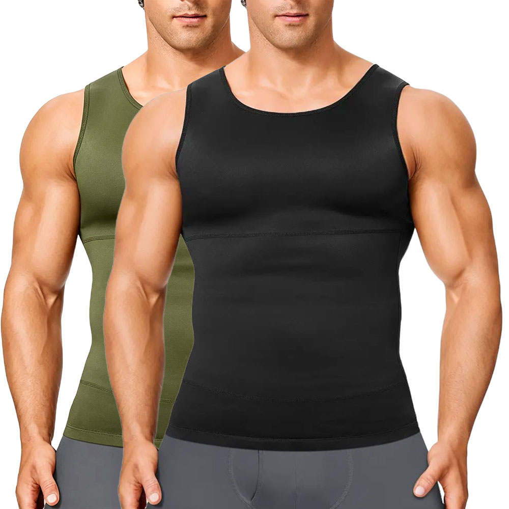 Men’s Silky Soft Compression Shapewear Tank, Slimming Body Shaper Vest with Waist & Chest Support