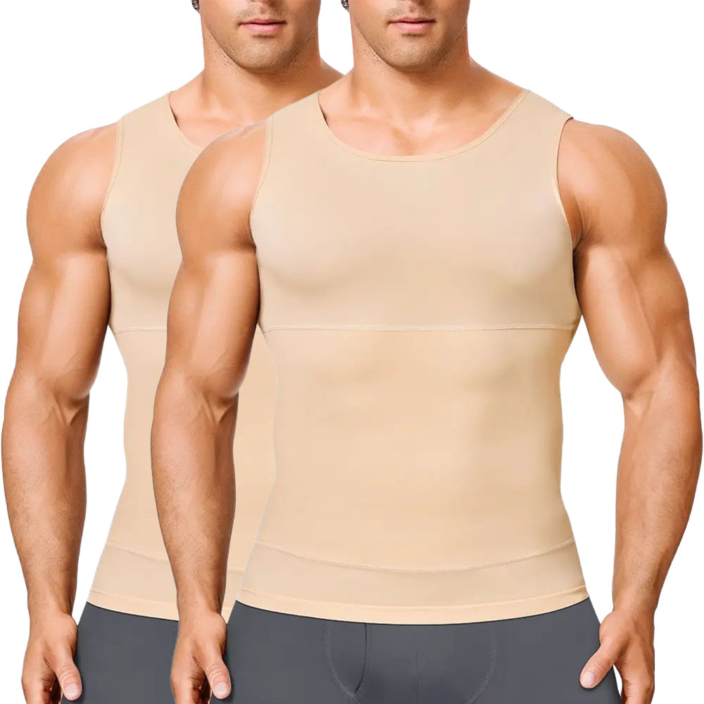 Men’s Silky Soft Compression Shapewear Tank, Slimming Body Shaper Vest with Waist & Chest Support