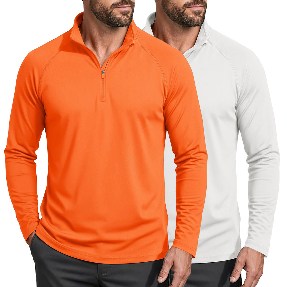 Men's UPF 50+ Quick Dry 1/4 Zip Long Sleeve Shirts, Lightweight Athletic Rashguard Tops, Soho Chic Casual Outdoor Sport Shirts
