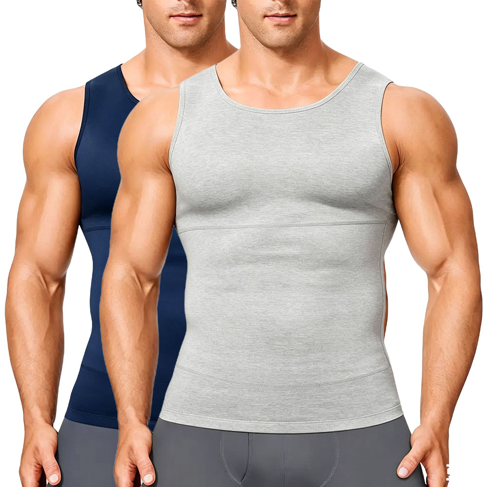 Men’s Silky Soft Compression Shapewear Tank, Slimming Body Shaper Vest with Waist & Chest Support