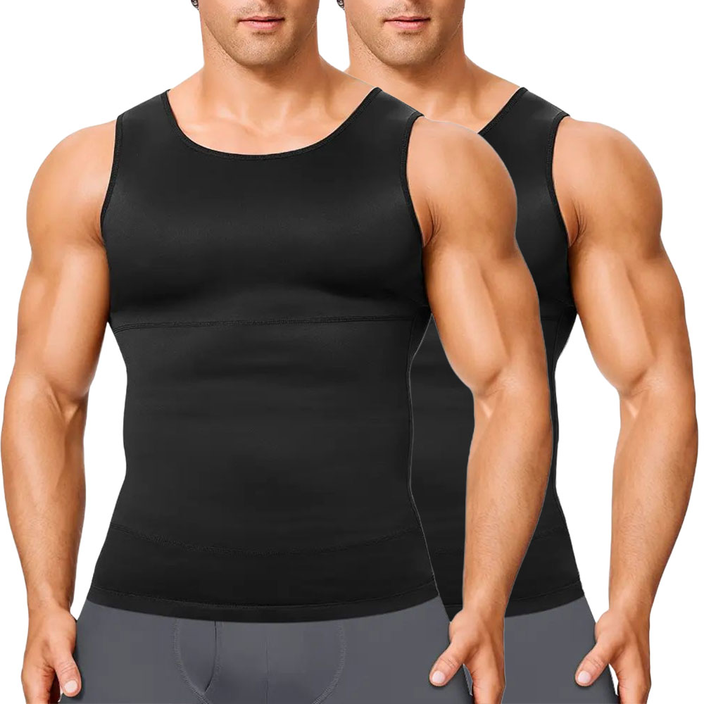 Men’s Silky Soft Compression Shapewear Tank, Slimming Body Shaper Vest with Waist & Chest Support