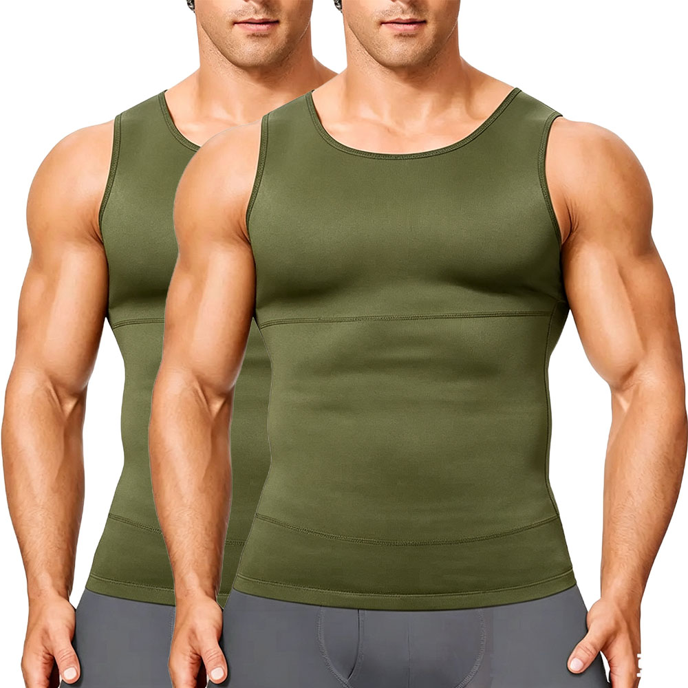 Men’s Silky Soft Compression Shapewear Tank, Slimming Body Shaper Vest with Waist & Chest Support