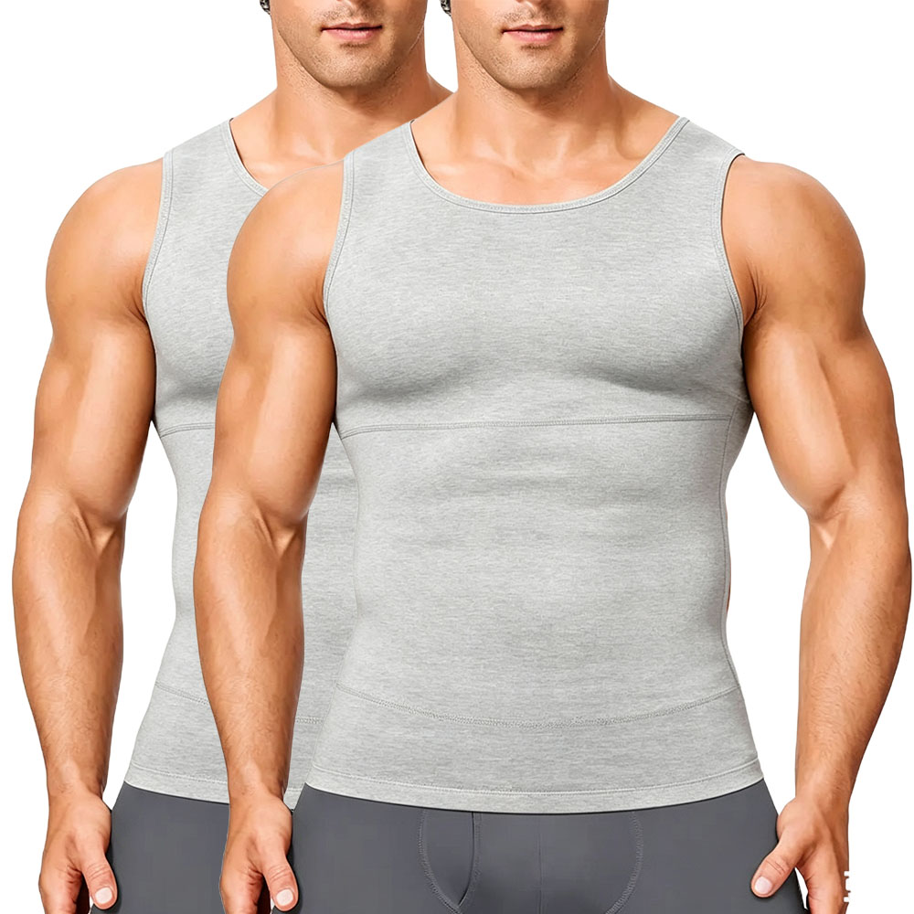 Men’s Silky Soft Compression Shapewear Tank, Slimming Body Shaper Vest with Waist & Chest Support