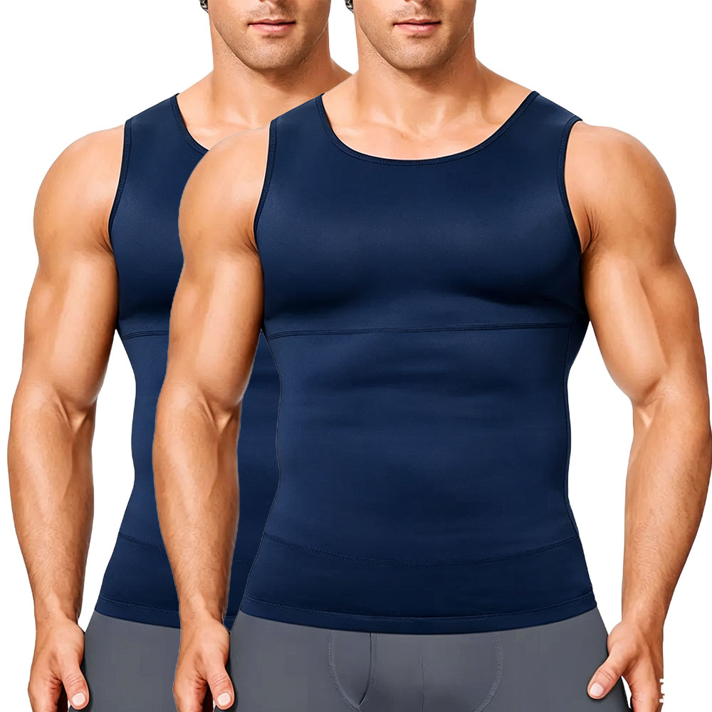 Men’s Silky Soft Compression Shapewear Tank, Slimming Body Shaper Vest with Waist & Chest Support