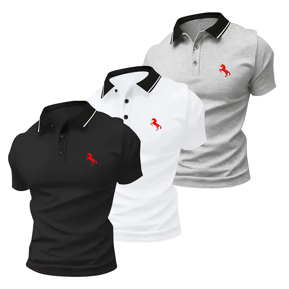 New summer men’s comfortable polo shirts, men’s polo set, classic turn-down collar button-up tops