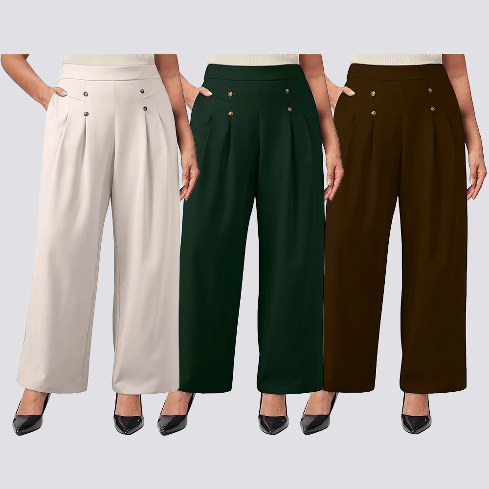 Womens Plus Size Wide Leg Dress Pants High Waisted Pleated Business