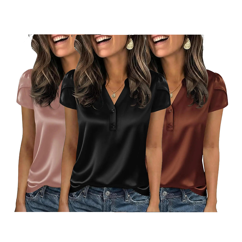 Women Satin Blouse for Women Business Work Tops