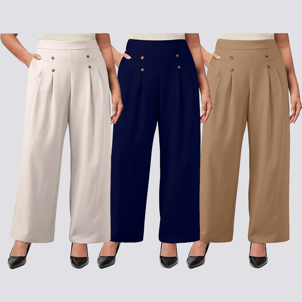 Womens Plus Size Wide Leg Dress Pants High Waisted Pleated Business