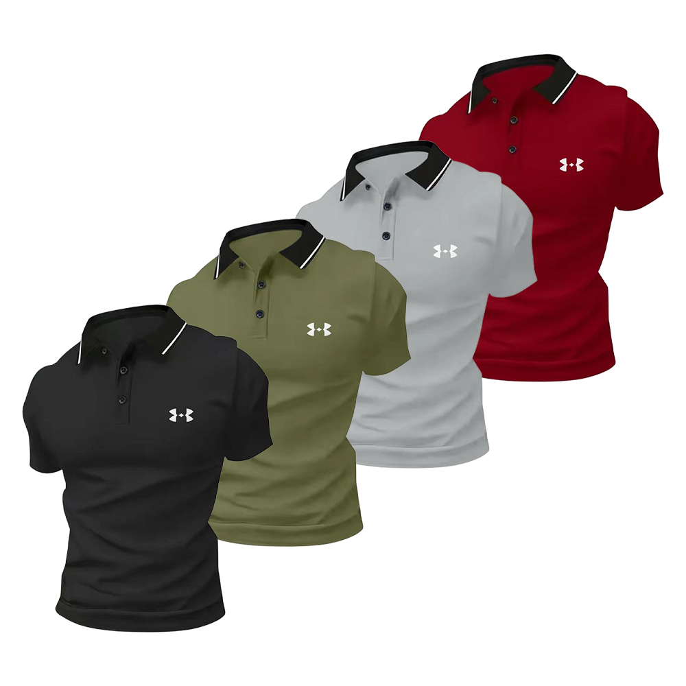 Men's Polo Shirts Set - Fashion Apparel, Men's Clothing, Short-Sleeve Casual Sportswear Tops, Breathable Fabric