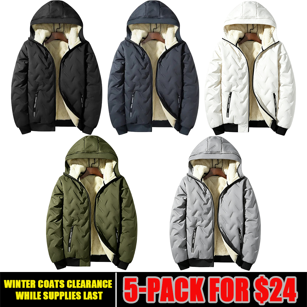 Winter Coats Clearance —Hooded Cotton Jacket, Long Sleeve Tops, Fleece-Lined Warm Clothes with Ultrasonic Cotton Toothbrush Design Stylish
