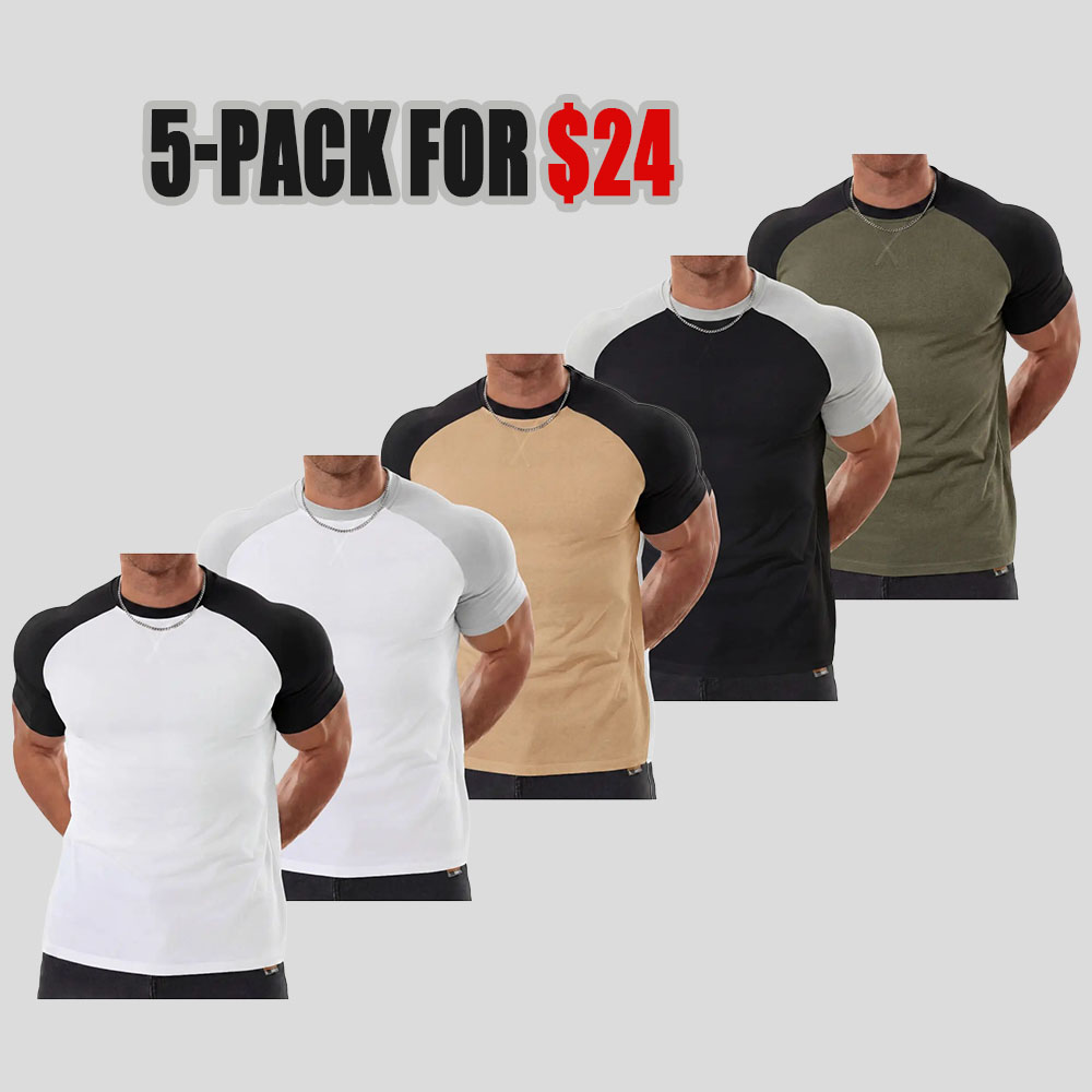 Men's Raglan Sleeve Tee, Arm-Enhancing Sleeves, Lightweight & Breathable, Universal Fit Design