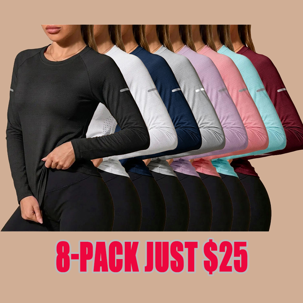 Women's 8-Pack Quick-Dry T-Shirts - Breathable Casual Gym Clothes for Spring, Autumn, Sports, Everyday Wear