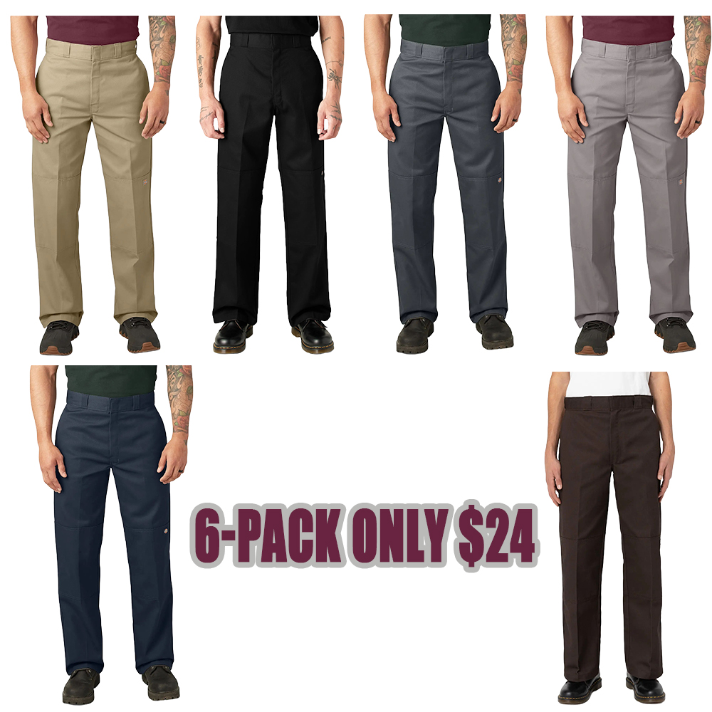 Men's Loose Fit Double Knee Work Pants, Reinforced Knees, Multi-Pocket Utility Fit, Workwear Street Style